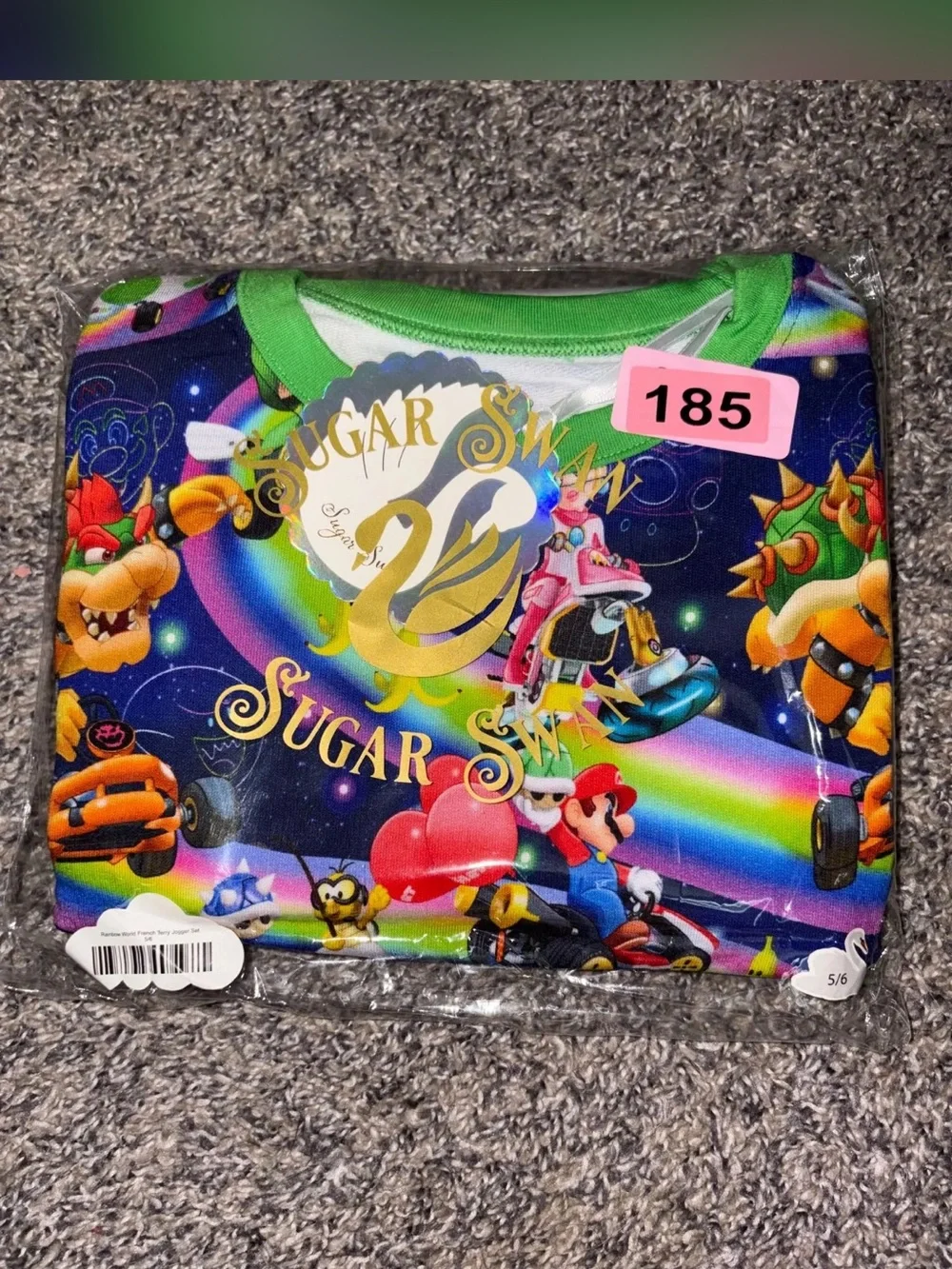 Sugar Swan Mario Kart Rainbow Road 5/6 French Terry NIB